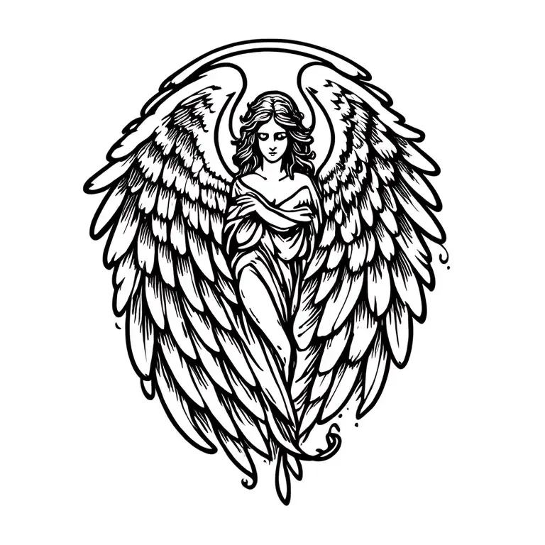 guardian angel wings tattoo design idea