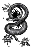 ouroboros snake and lotus tattoo design idea