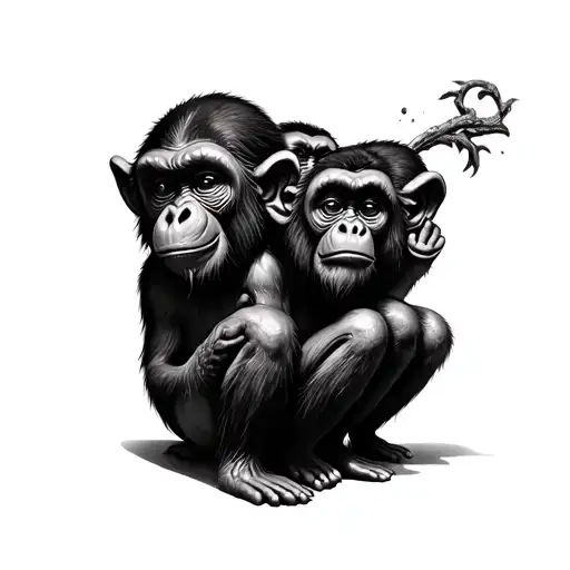 three wise monkeys  tattoo design idea