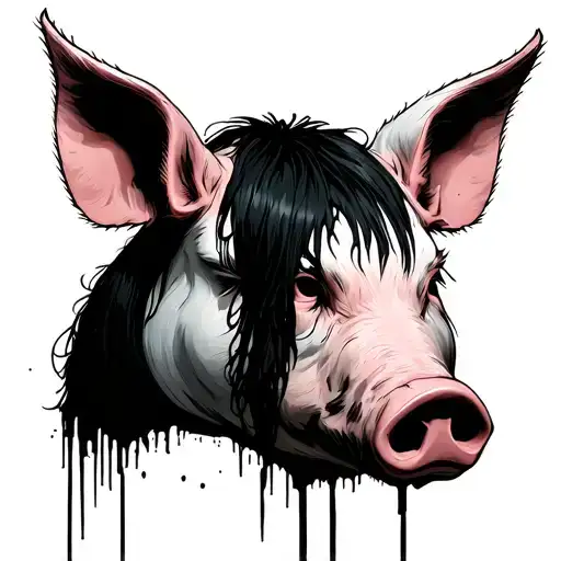 pig mask from saw with black hair dead by daylight tattoo design idea