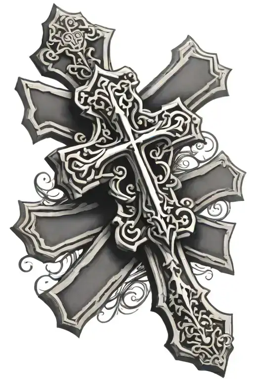 Orthodox cross with sharp corners with the body of Jesus Christ tattoo design idea