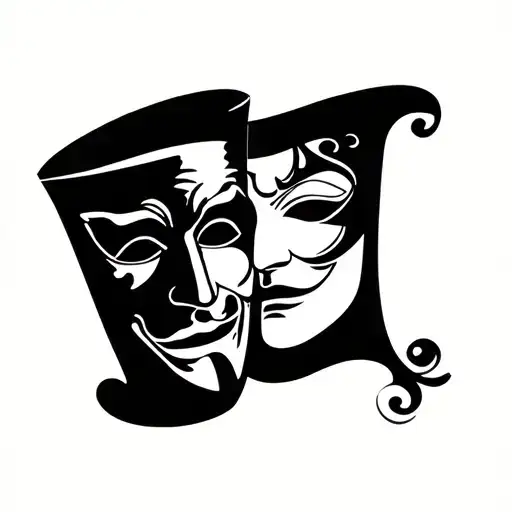 comedy and tragedy masks tattoo design idea