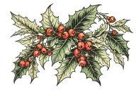 holly leaves and berrys tattoo design idea