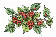 holly leaves and berrys tattoo design idea