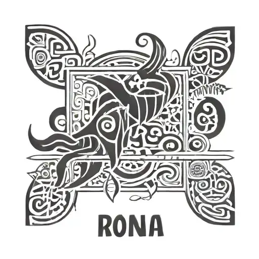 Rona Thorpe in tribal font with the Hawaiian islands tattoo design idea