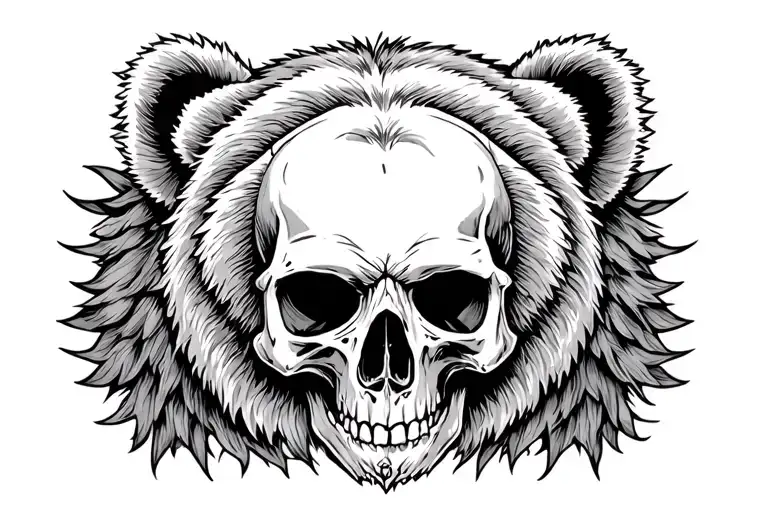 skull and bear head tattoo design idea