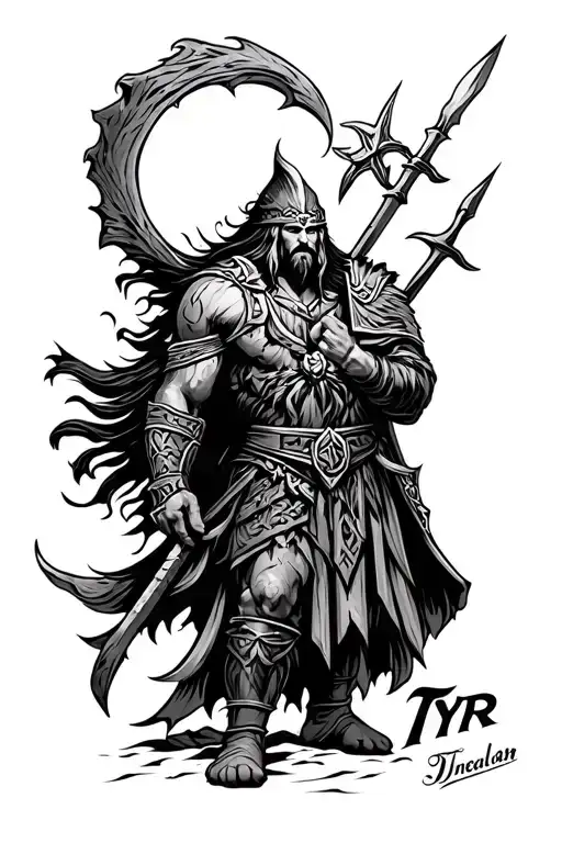 norse god tyr Nordic God sleeve tattoo design tattoo design idea