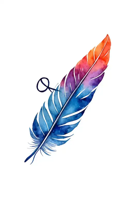 Indian feather with infinity symbol tattoo design idea