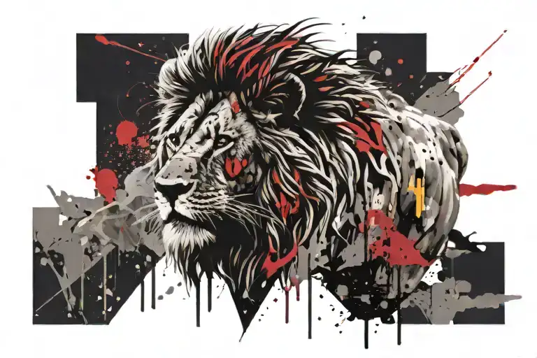 lion with Jesus face tattoo design idea