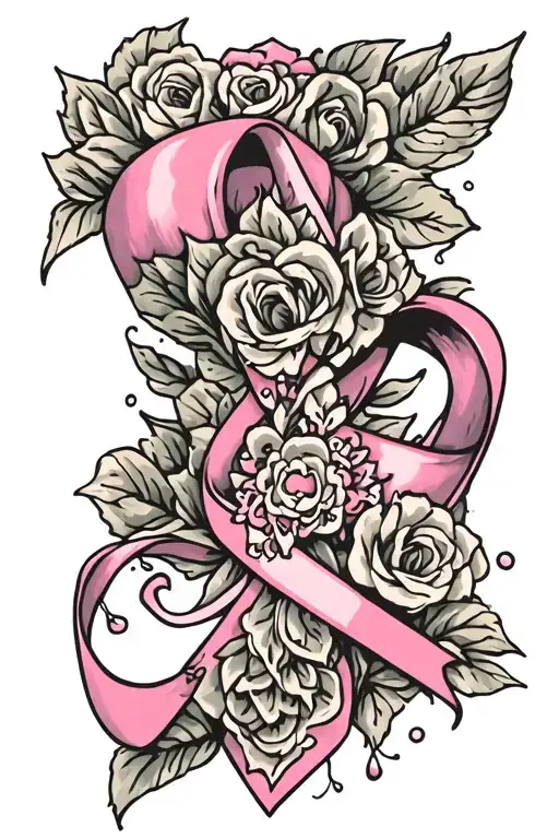 breast cancer ribbon tattoo design idea