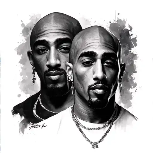 2pac portrait tattoo design idea