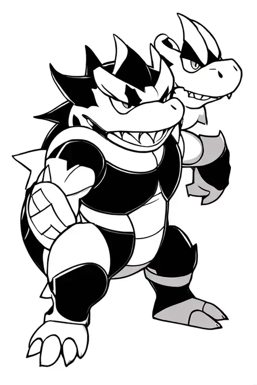 bowser and bowser jr tattoo design idea