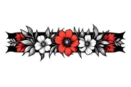 Floral Vertical Armband Tattoo With Snowdrop flowers. linework is jagged and spiky tattoo design idea