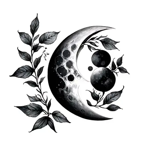 waxing crescent moon tattoo design idea