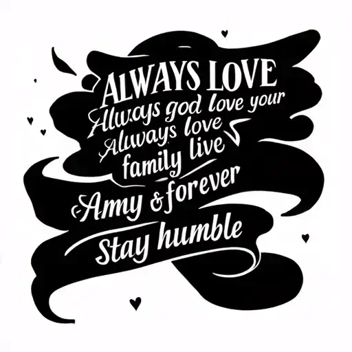 always love god always love your  family  long live Amy and forever stay humble  tattoo design idea