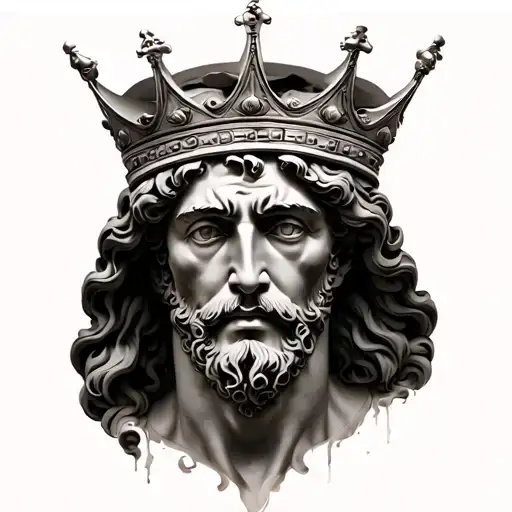 greek with crown tattoo design idea