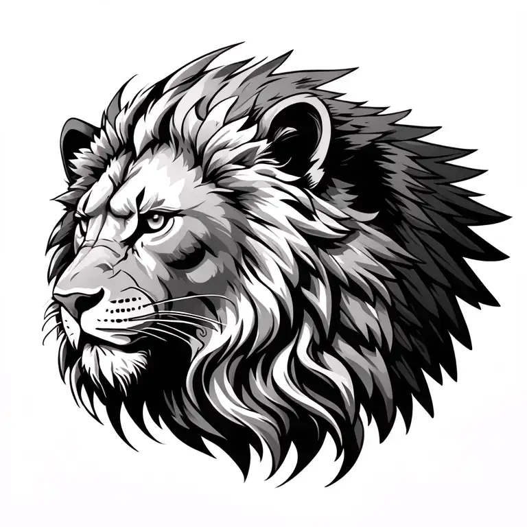 Archangel Azrael head of a lion tattoo design idea