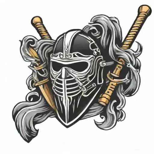 hockey goalie mask Jolly Roger with goalie sticks crossed tattoo design idea