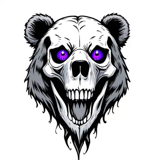 bear skull with blueish purple smoking eyes   tattoo design idea