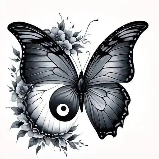 Yin Yang Butterfly tattoo design idea