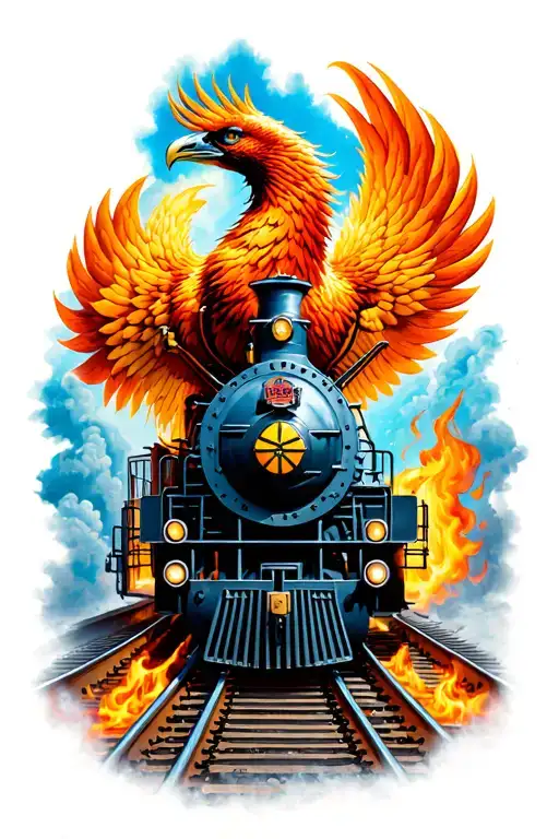 Phoenix Fireman Tournvis Train tattoo design idea