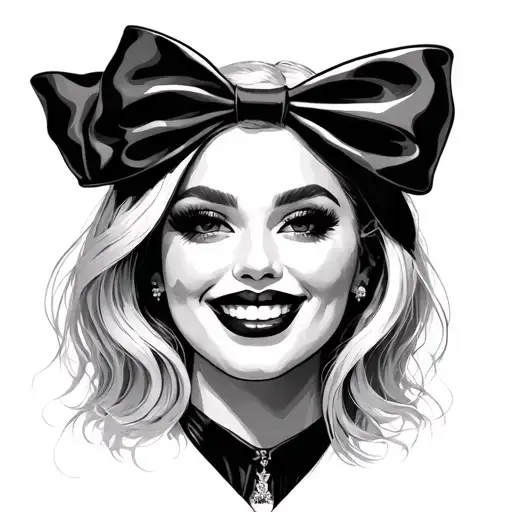 lady Gaga's bow in die with a smile with no filling, just lines tattoo design idea