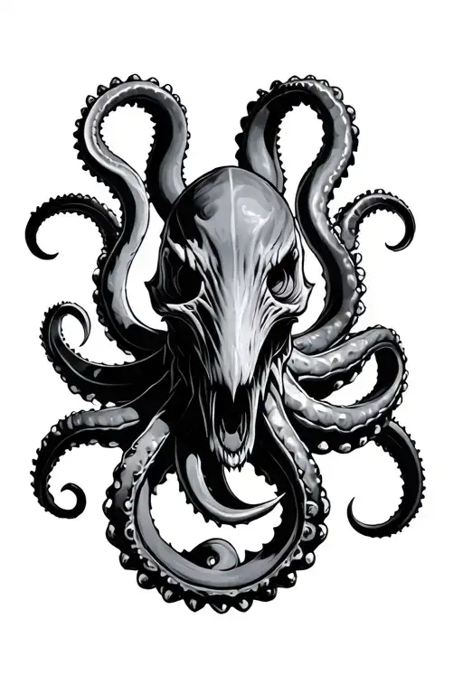 gothic kraken tattoo design idea