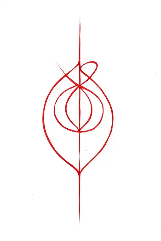 red ink, thin line, feminine, a not very explicit symbol, strength, solitude, hope, healing tattoo design idea