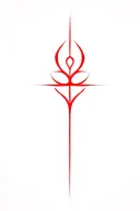 red ink, thin line, feminine, a not very explicit symbol, strength, solitude, hope, healing tattoo design idea