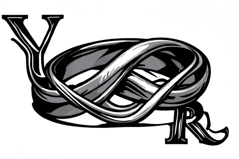 wedding ring tattoo with infinite symbol and initials YLR tattoo design idea