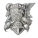 wife, 3 children, arsenal football club logo, slot machine tattoo design idea