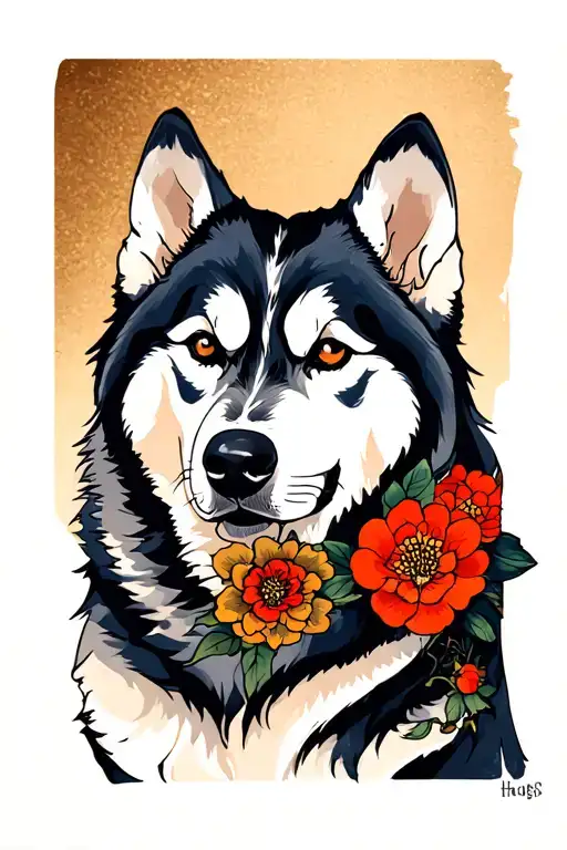 Husky tattoo design idea
