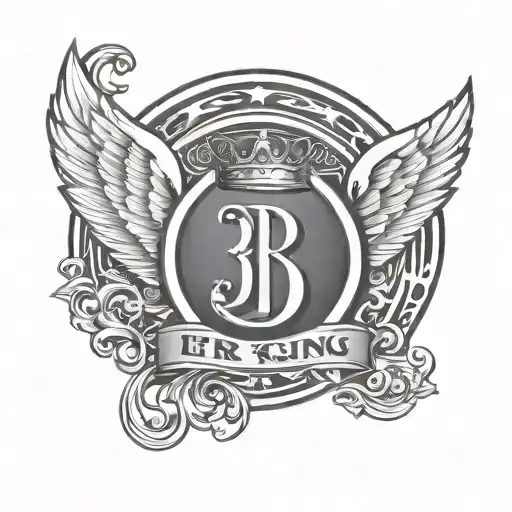 creative simple 3 B logo designed with angel ring for tattoo tattoo design idea