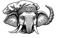 thailand elephant face thailand buddah eith chef hat with chili tattoo design idea