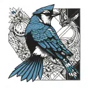 bluejay taking flight tattoo design idea