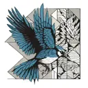 bluejay taking flight tattoo design idea