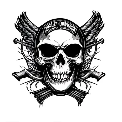 Harley Davidson Skull tattoo design idea