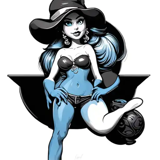 sexy smurfette pinup girl tattoo design idea