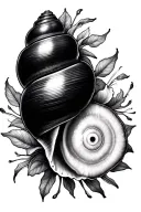 Cowrie shell surrounded by delicate tattoo design idea