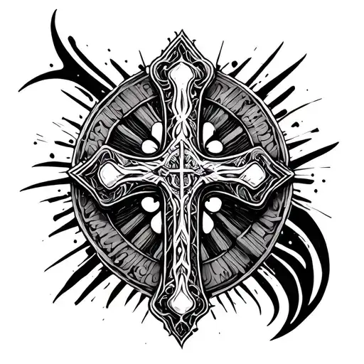 Biomechanical Cross Tattoo