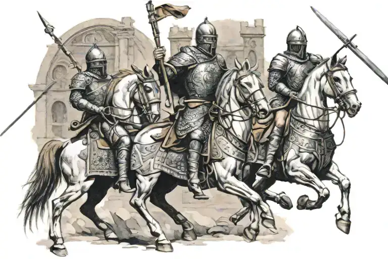 a byzantine knight defending constantinople from ottoman attackers tattoo design idea