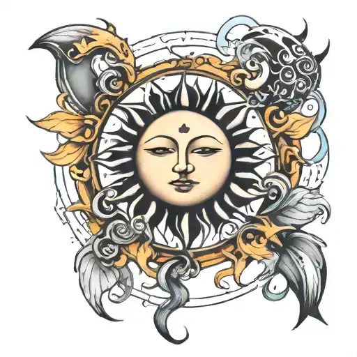 sun moon tattoo design idea
