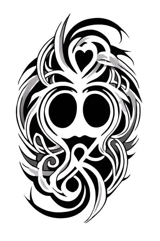 Sadness, love Maori Celtic religion symbols in one tattoo design idea