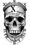 Roman numeral death dates for family members with Roman writing: mecum semper, numquam obliti  tattoo design idea