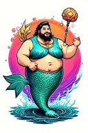 overweight merman choad tattoo design idea