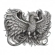 phoenix with wings open tattoo design idea