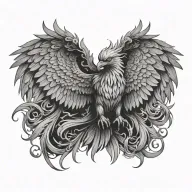 phoenix with wings open tattoo design idea