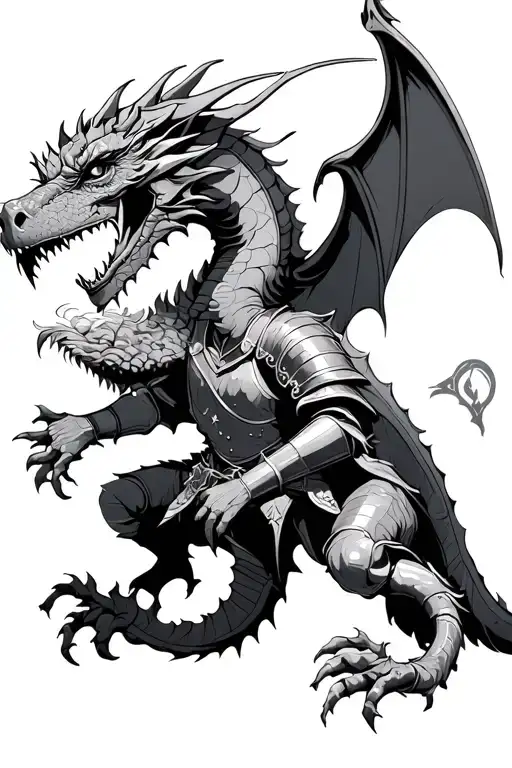 knight of round table  killing the dragon tattoo design idea