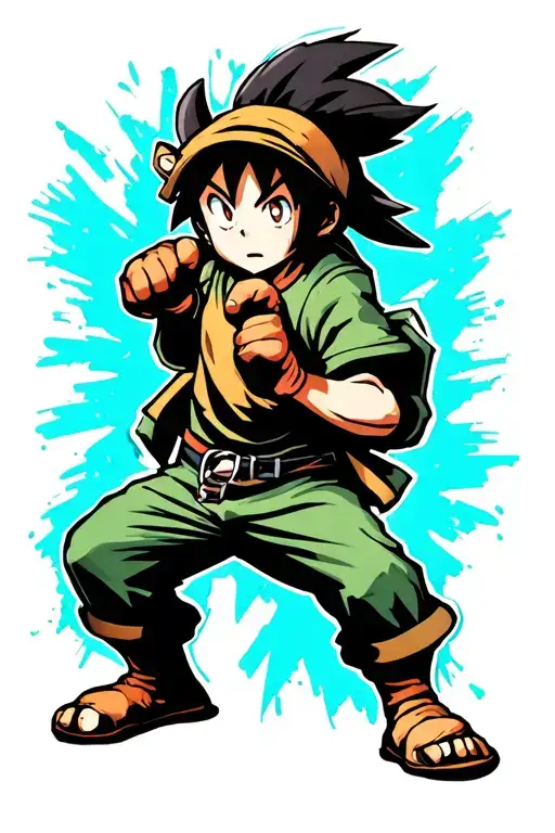 Kid Boo fighting stance tattoo design idea