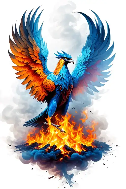 pile of ash, smoke coming, phoenix coming out of smoke, the beauty from ashes wrote in the smoke tattoo design idea